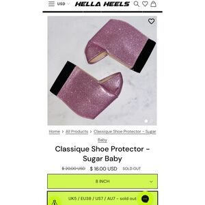 NEW Hella Heels Glitterati Sugar Baby Pink 8" Heel Platform Protector for Boots